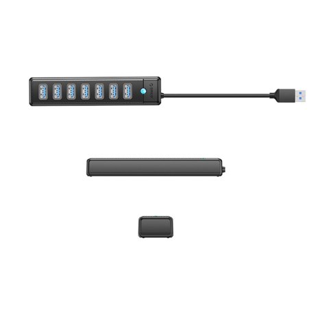 Hub rozdzielacz PW7U-U3 7x USB-A USB-C 5V 3A 1m - czarny
