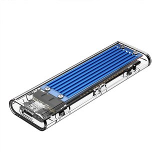 Kieszeń obudowa na dysk TCM2-C3 M.2 NVME na USB-C 10Gb/s - niebiesko-przezroczysta