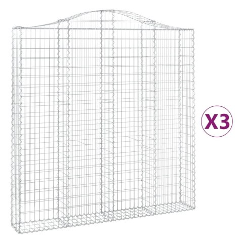 Kosze gabionowe, 3 szt, 200x30x200/220 cm, galwanizowane żelazo