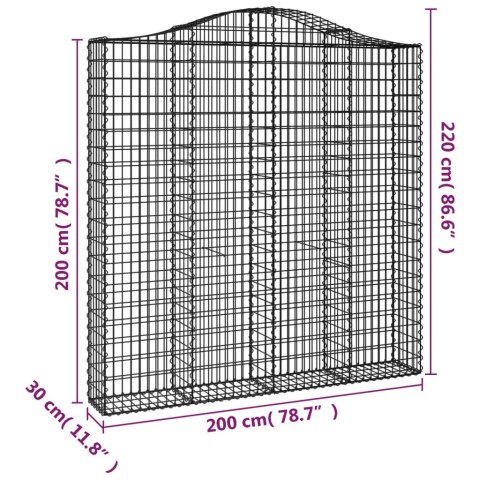 Kosze gabionowe, 3 szt, 200x30x200/220 cm, galwanizowane żelazo