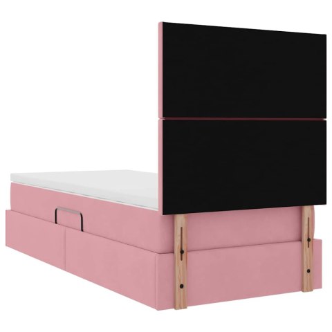 Łóżko z miejscem na przechowywanie i LED Różowy 90 x 190 cm