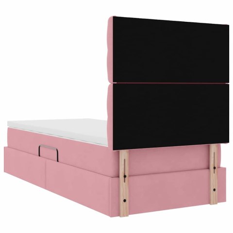 Łóżko z miejscem na przechowywanie i LED Różowy 90 x 190 cm
