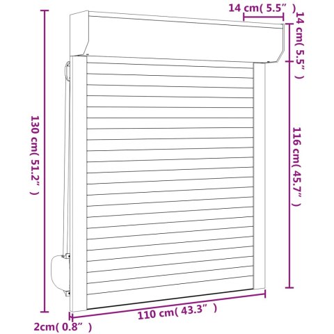 Roleta Biały 110 x 130 cm Aluminium i poliuretan