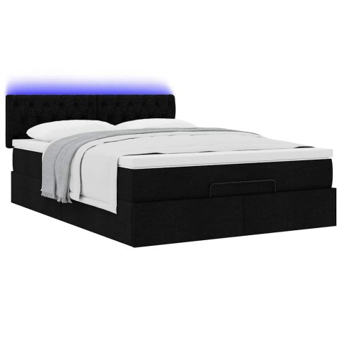 Łóżko otomana z materacem i diodami LED Czarny 140x200 cm