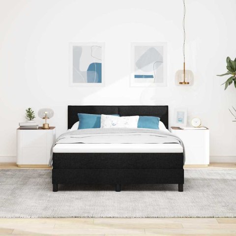 Łóżko sprężynowe z materacem z LED Czarny 140 x 200 cm tkanina