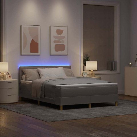 Łóżko z sprężyną LED z LED Ciemnoszary 140 x 200 cm tkanina