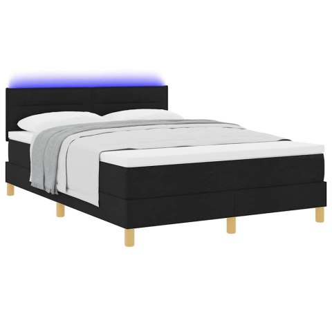 Łóżko z sprężyną LED z materacem Czarny 140 x 200 cm tkanina