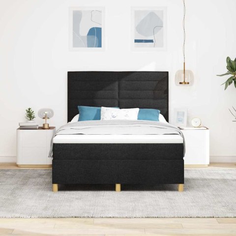 Łóżko z sprężyną LED z materacem Czarny 140 x 200 cm tkanina