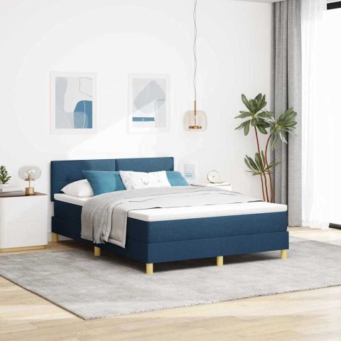 Łóżko z sprężyną LED z materacem Niebieski 140 x 200 cm tkanina