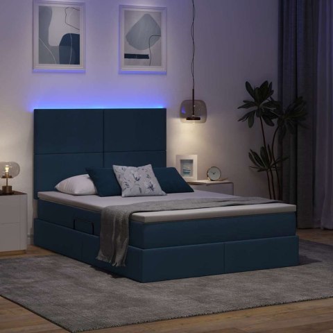 Łóżko z miejscem na przechowywanie i LED Niebieski 140 x 200 cm