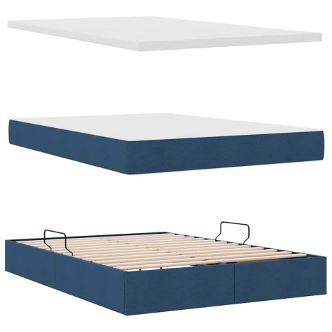 Łóżko z miejscem na przechowywanie i LED Niebieski 140 x 200 cm