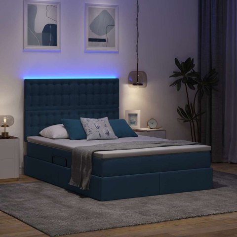 Łóżko z miejscem na przechowywanie i LED Niebieski 140 x 200 cm