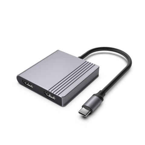 GEMBIRD MULTI ADAPTER USB TYPE-C 3 W 1 (PORT USB + HDMI + PD), KOLOR SZARY