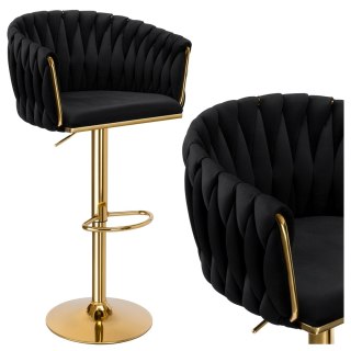 Krzesło barowe COFTON GOLD welurowe czarne VELVET