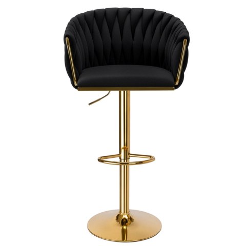 Krzesło barowe COFTON GOLD welurowe czarne VELVET