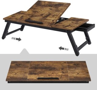 Rustykalny składany stolik na laptopa MDF bambus 71x35x23 cm
