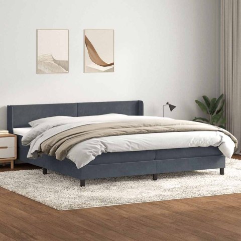 Łóżko typu Box Spring z materacem Ciemnoszary 180x220cm Aksamit