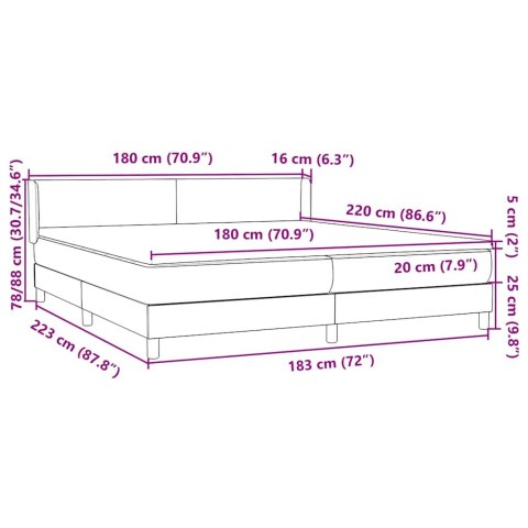 Łóżko typu Box Spring z materacem Ciemnoszary 180x220cm Aksamit