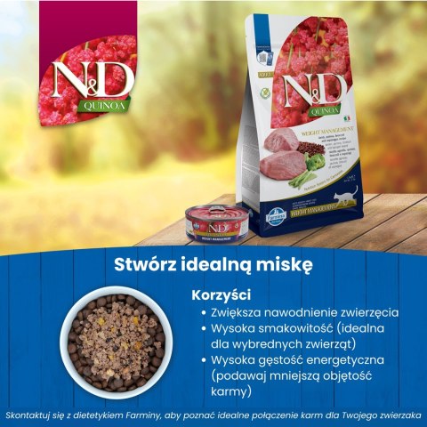 FARMINA N&D Quinoa Weight Management Lamb - sucha karma dla kota - 5kg