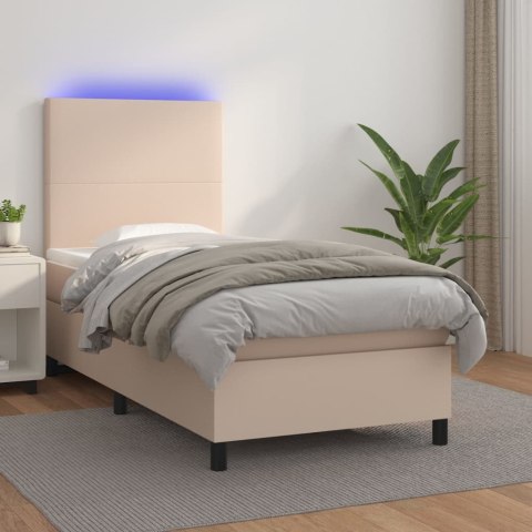 Łóżko kontynentalne, materac i LED cappuccino 100x200 cm