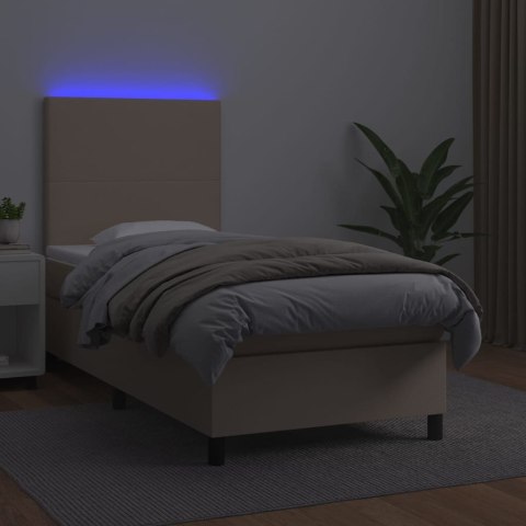 Łóżko kontynentalne, materac i LED cappuccino 100x200 cm