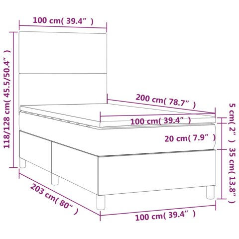 Łóżko kontynentalne, materac i LED cappuccino 100x200 cm