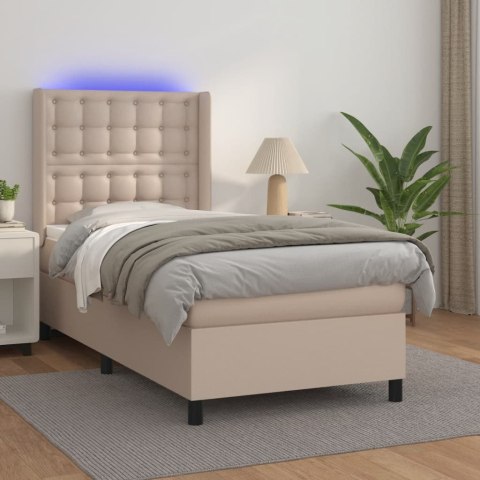 Łóżko kontynentalne, materac i LED cappuccino 100x200 cm
