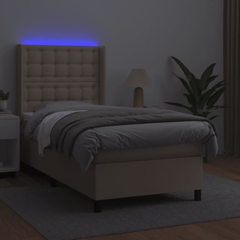 Łóżko kontynentalne, materac i LED cappuccino 100x200 cm