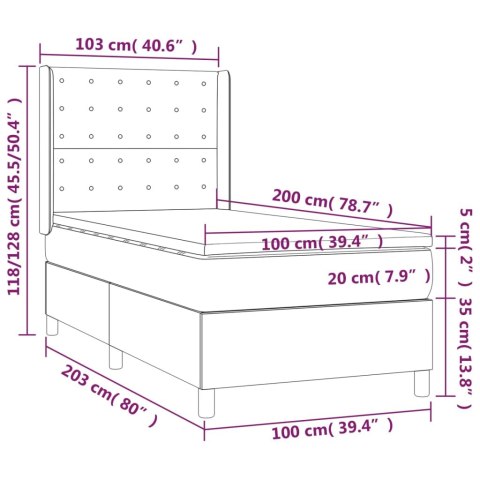 Łóżko kontynentalne, materac i LED cappuccino 100x200 cm
