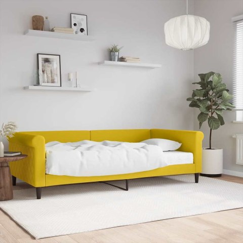 Sofa z materacem do spania, żółta, 100x200 cm, aksamit