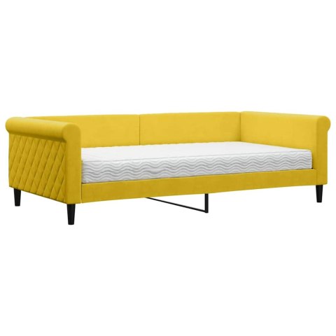 Sofa z materacem do spania, żółta, 100x200 cm, aksamit