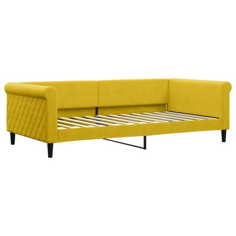 Sofa z materacem do spania, żółta, 100x200 cm, aksamit