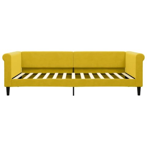 Sofa z materacem do spania, żółta, 100x200 cm, aksamit