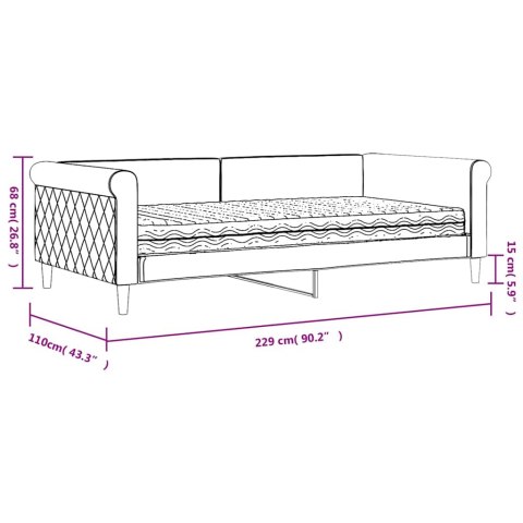 Sofa z materacem do spania, żółta, 100x200 cm, aksamit