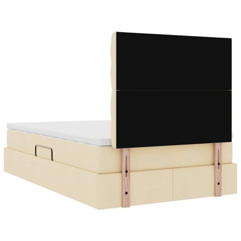 Łóżko z miejscem na przechowywanie i LED Kremowy 120 x 190 cm