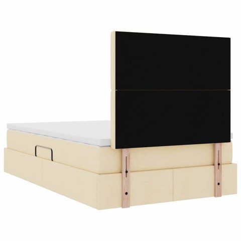 Łóżko z miejscem na przechowywanie i LED Kremowy 120 x 190 cm