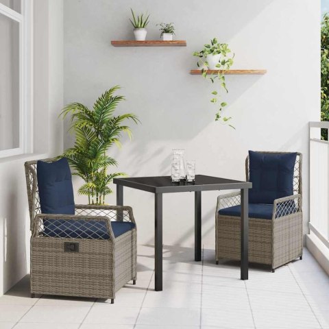 Zestaw do jadalni w ogrodzie 3 pcs Szary polirattan