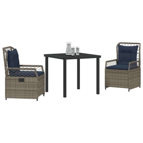 Zestaw do jadalni w ogrodzie 3 pcs Szary polirattan