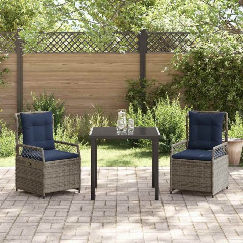 Zestaw do jadalni w ogrodzie 3 pcs Szary polirattan