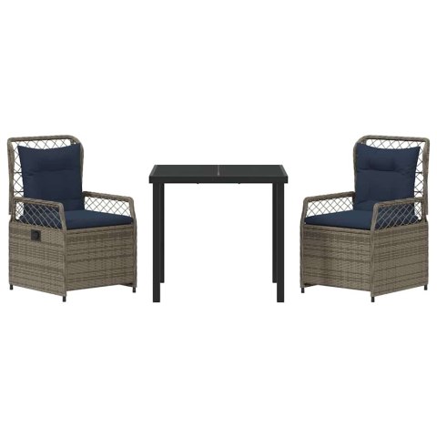 Zestaw do jadalni w ogrodzie 3 pcs Szary polirattan