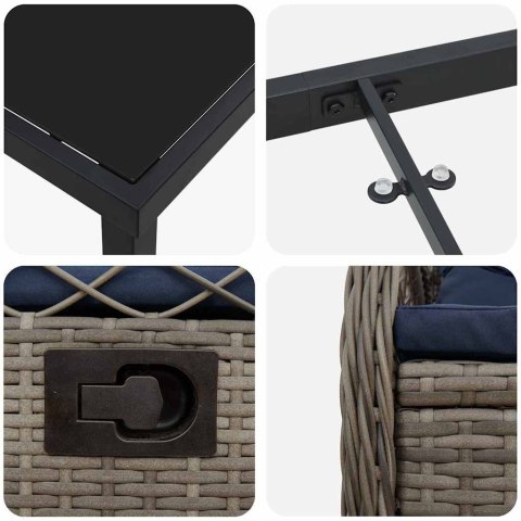 Zestaw do jadalni w ogrodzie 3 pcs Szary polirattan