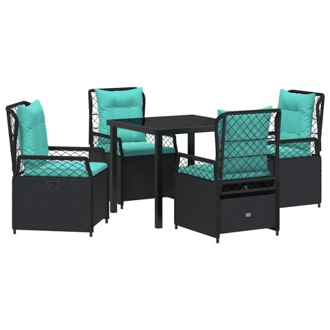 Zestaw do jadalni w ogrodzie 5 pcs Czarny polirattan