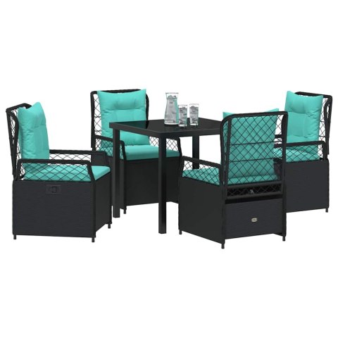Zestaw do jadalni w ogrodzie 5 pcs Czarny polirattan