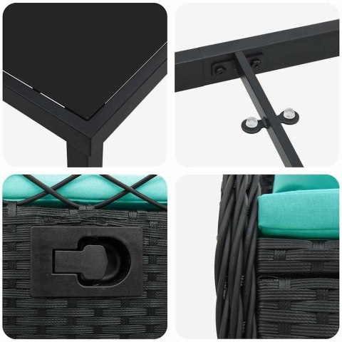 Zestaw do jadalni w ogrodzie 5 pcs Czarny polirattan