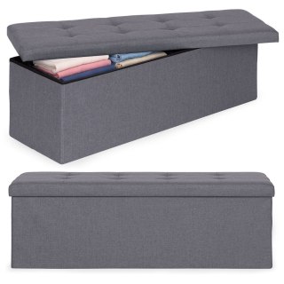Pufa pikowana 111x38 cm ze schowkiem tapicerowana ława skrzynia ciemnoszara ModernHome