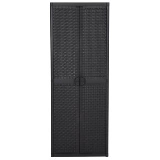 Szafa ogrodowa, czarna, 65x45x172 cm, rattan PP