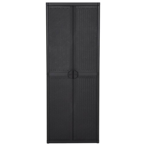Szafa ogrodowa, czarna, 65x45x172 cm, rattan PP