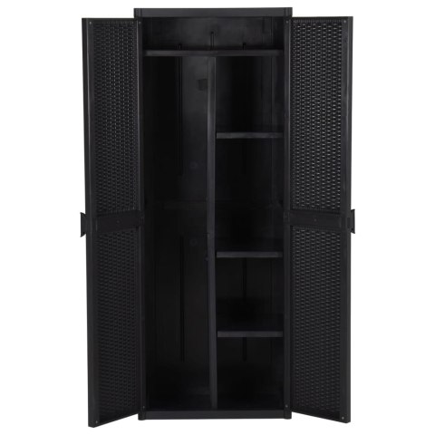 Szafa ogrodowa, czarna, 65x45x172 cm, rattan PP