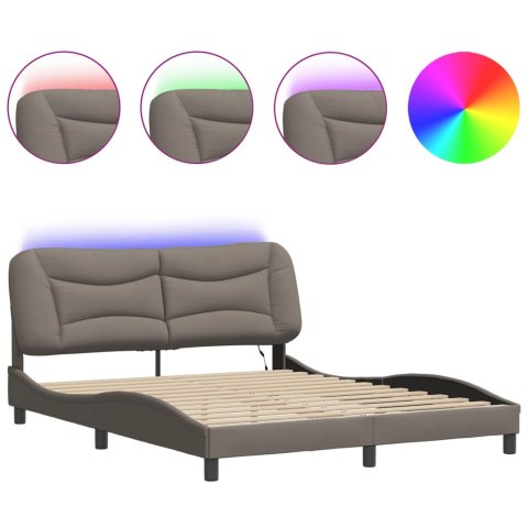 Rama łóżka z LED bez materaca Hvar Taupe 160x200 cm Tkanina