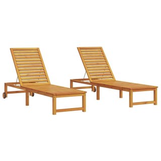 Leżak 2 pcs Brązowy 202 x 53 x 89 cm Lite Drewno Akacji